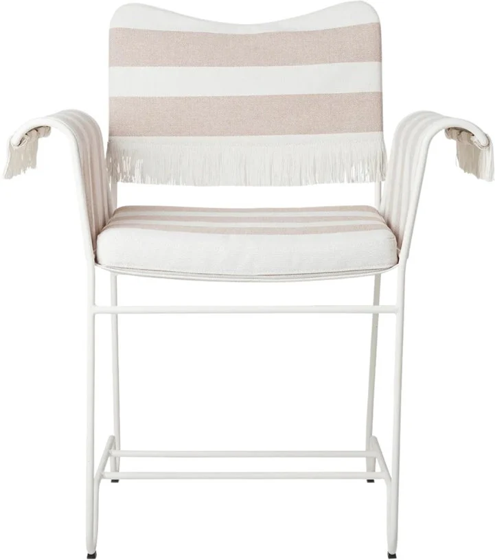 Chaise avec accoudoirs et franges motif rayures Leslie et Limonta Tropique - Gubi