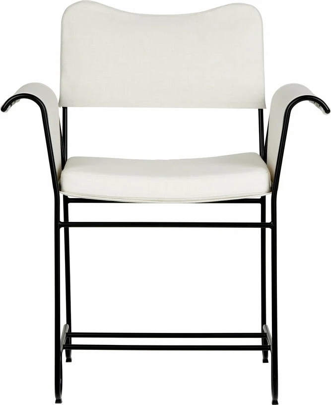 Chaise avec accoudoirs tissu blanc Limonta 06 et structure noire Tropique - Gubi