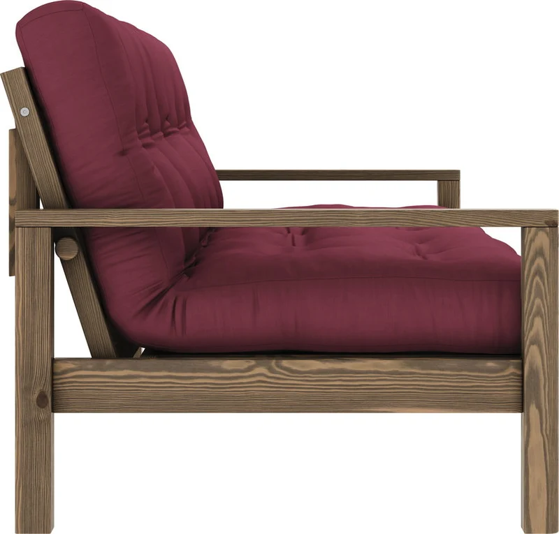 Canapé-lit en bois foncé et tissu bordeaux Knob - Karup Design