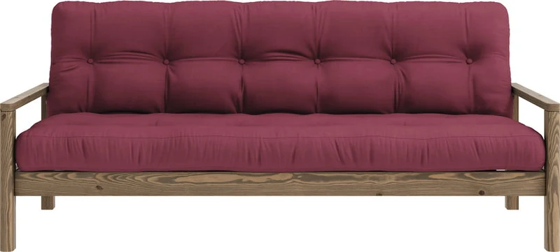 Canapé-lit en bois foncé et tissu bordeaux Knob - Karup Design
