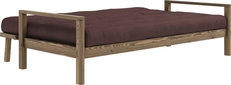 Canapé-lit en bois foncé et tissu marron Knob - Karup Design