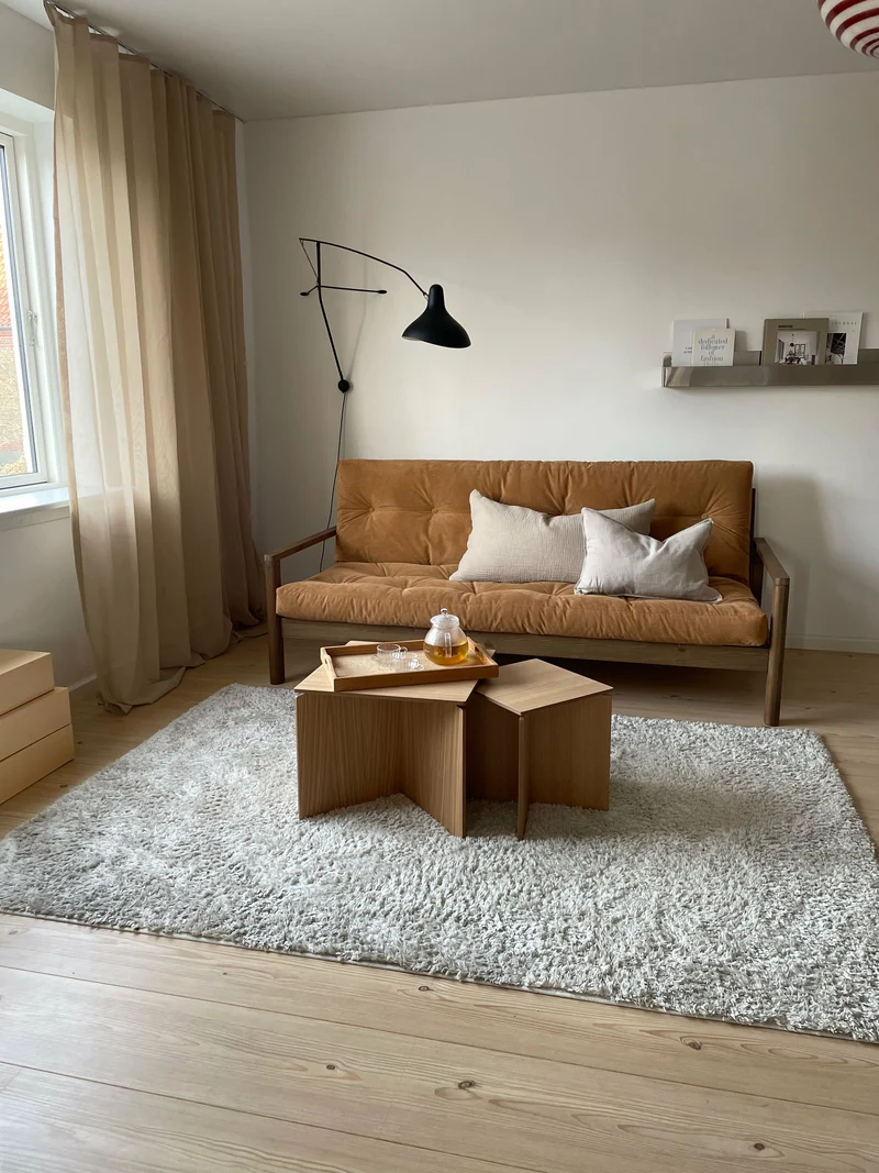 Canapé-lit en bois foncé et tissu marron Knob - Karup Design