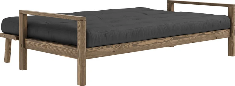 Canapé-lit en bois foncé et tissu gris foncé Knob - Karup Design
