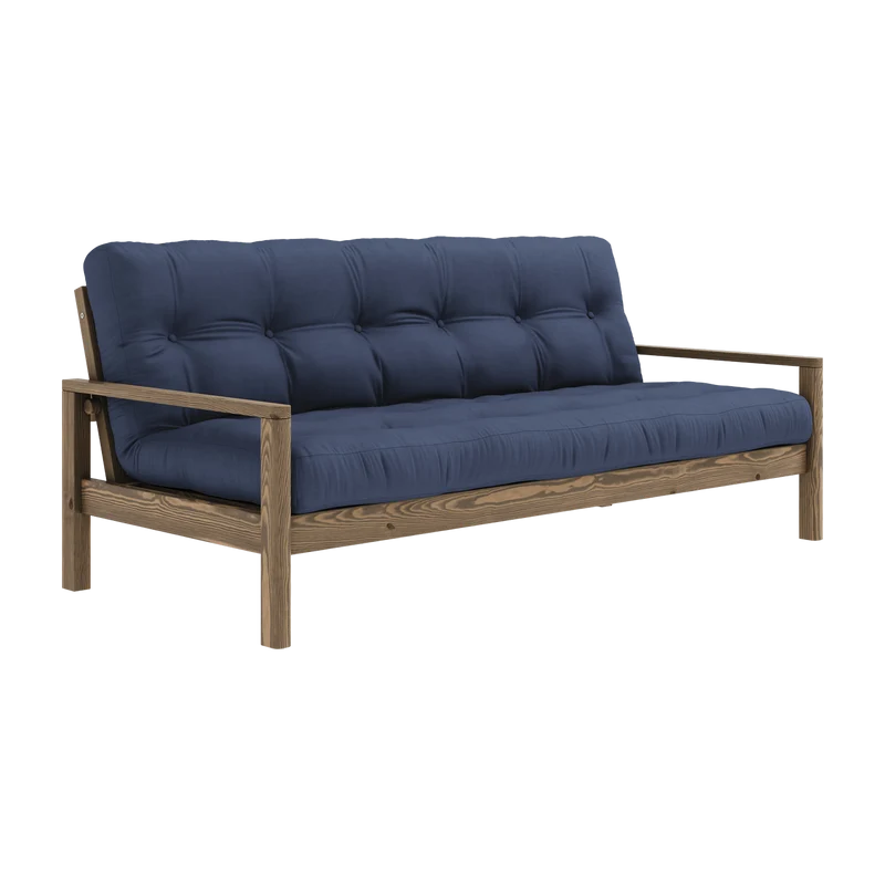 Canapé-lit en bois foncé et tissu navy Knob - Karup Design