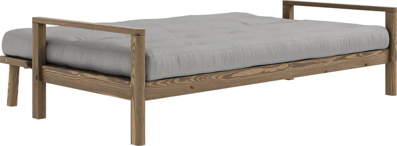 Canapé-lit en bois foncé et tissu gris Knob - Karup Design