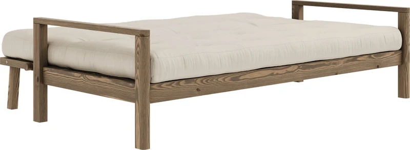 Canapé-lit en bois foncé et tissu beige Knob - Karup Design