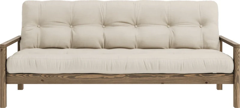 Canapé-lit en bois foncé et tissu beige Knob - Karup Design