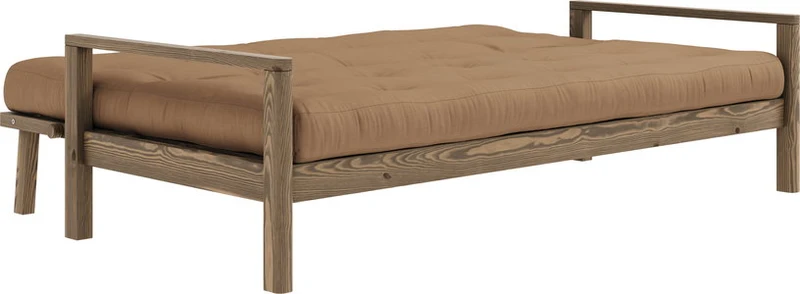 Canapé-lit en bois foncé et tissu mocca Knob - Karup Design