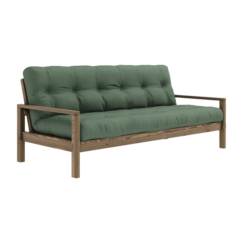 Canapé-lit en bois foncé et tissu olive verte Knob - Karup Design