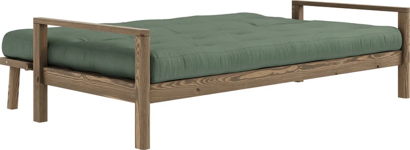 Canapé-lit en bois foncé et tissu olive verte Knob - Karup Design