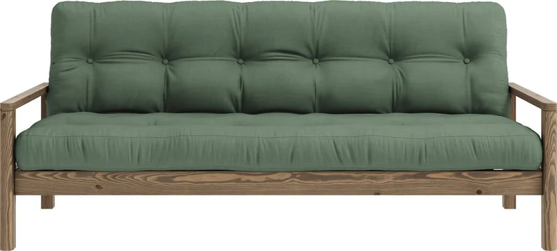 Canapé-lit en bois foncé et tissu olive verte Knob - Karup Design