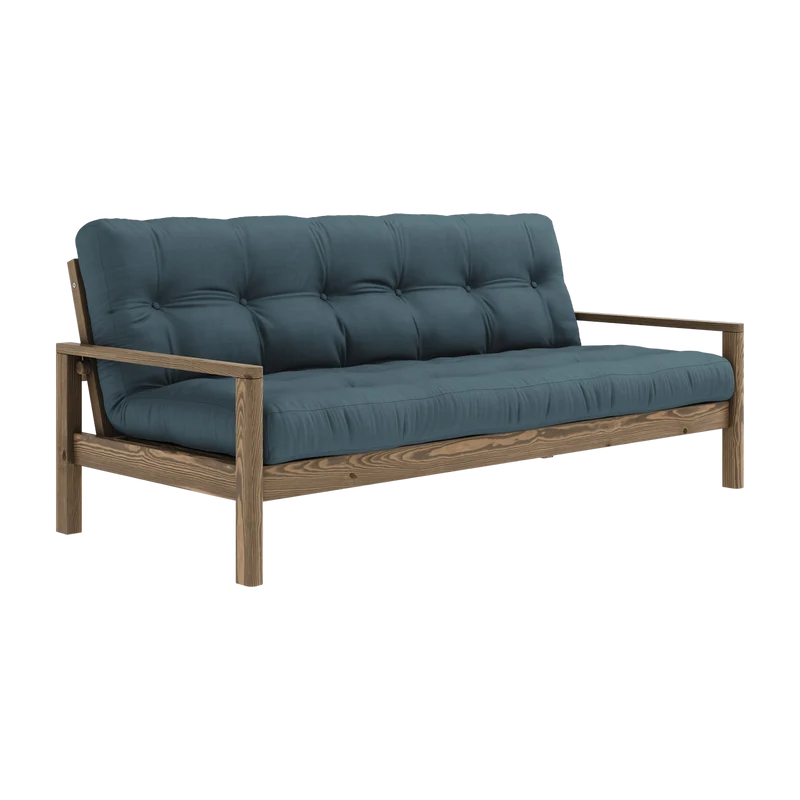 Canapé-lit en bois foncé et tissu bleu pétrol Knob - Karup Design