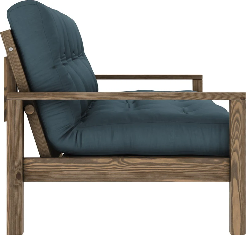 Canapé-lit en bois foncé et tissu bleu pétrol Knob - Karup Design