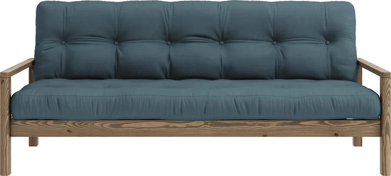 Canapé-lit en bois foncé et tissu bleu pétrol Knob - Karup Design