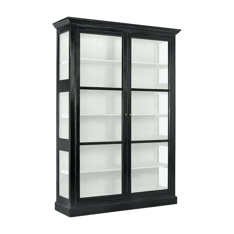 Vitrine avec 2 portes vitrées en bois de manguier noir 212 cm Classic - Nordal