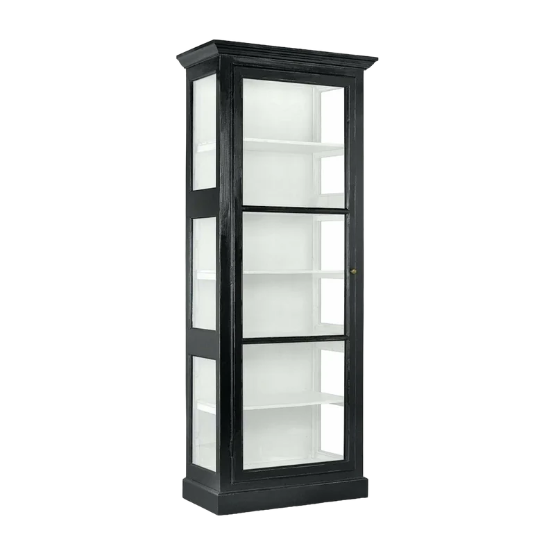 Vitrine à porte vitrée en bois de manguier noir 84 cm Classic - Nordal
