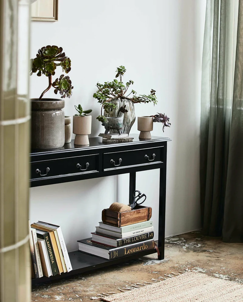 Console à tiroirs en bois de manguier noir 180 cm Moss - Nordal