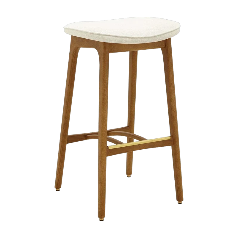 Tabouret de bar en tissu marbre blanc et frêne foncé 75 cm Série 200-190 - 366 Concept