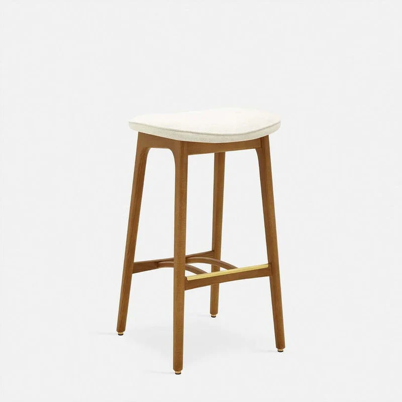 Tabouret de bar en velours brillant moutarde et frêne foncé 75 cm Série 200-190 - 366 Concept