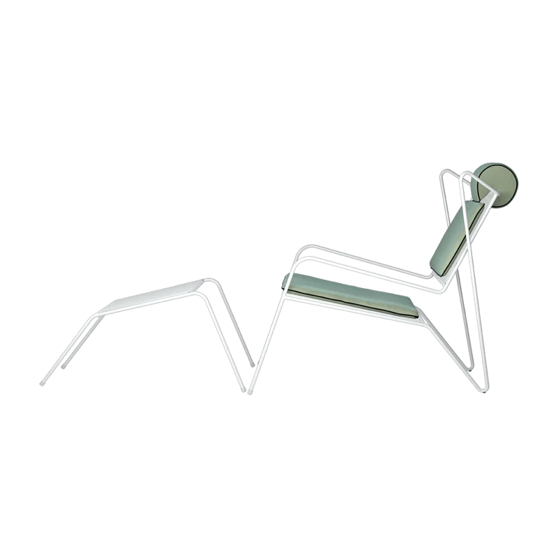 Chaise lounge avec repose pieds en acier blanc et coussins opal Capri Easy - Cools Collection