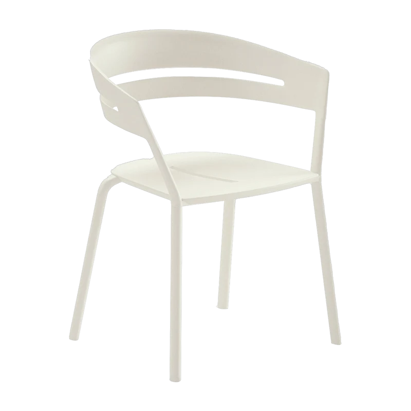 Chaise avec accoudoir en aluminium blanc crème 53 x 61 cm Ria - Fast Spa