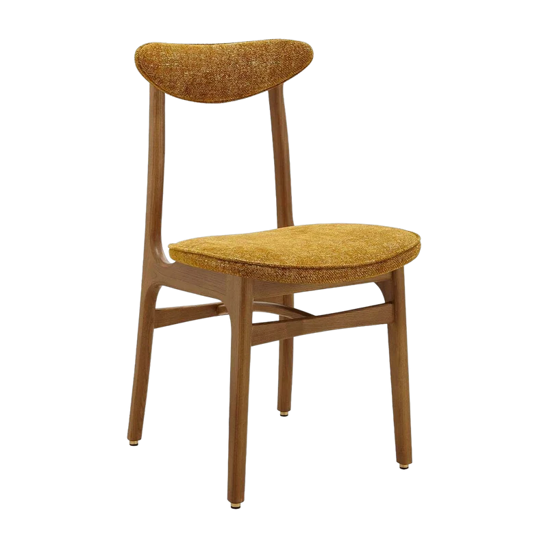 Chaise en tissu marbre moutarde et frêne foncé 52 x 45 Série 200-190 - 366 Concept