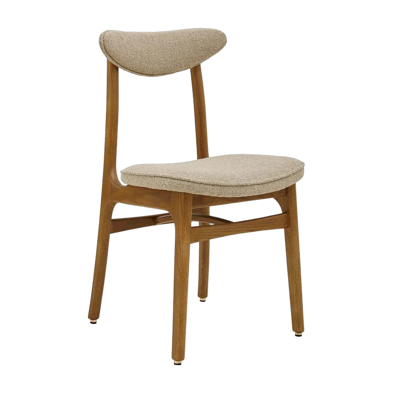 Chaise en tissu beige et frêne foncé 52 x 45 bouclé Série 200-190 - 366 Concept