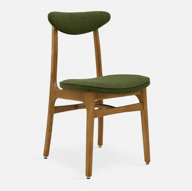 Chaise en tissu beige et frêne foncé 52 x 45 bouclé Série 200-190 - 366 Concept
