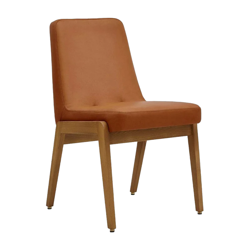 Chaise en cuir naturel cognac et frêne foncé 51 x 49 Série 200-125 - 366 Concept
