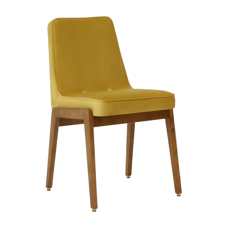 Chaise en velours brillant moutarde et frêne foncé 51 x 49 Série 200-125 - 366 Concept