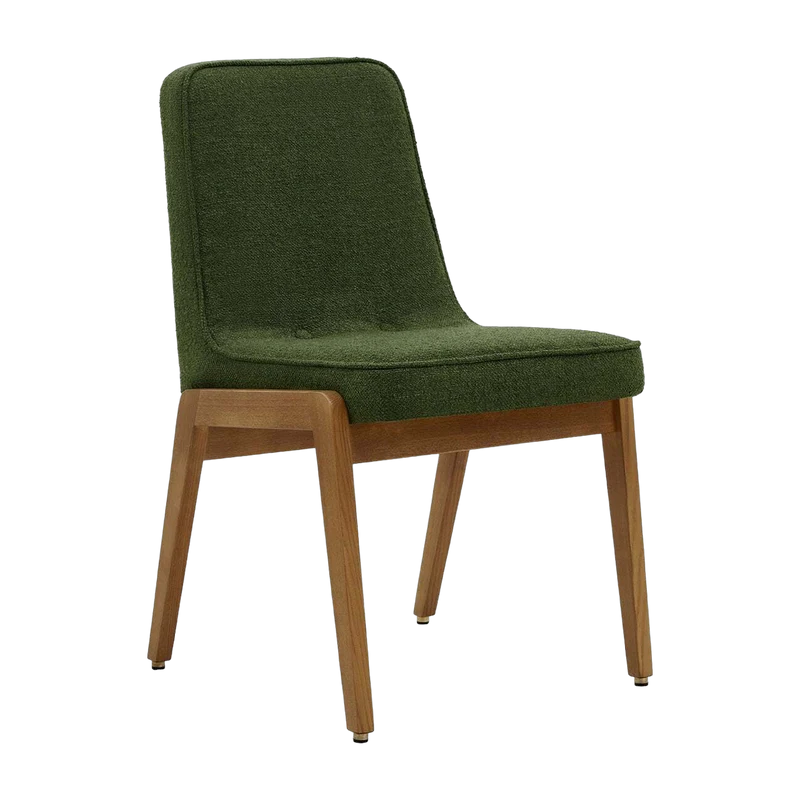 Chaise en tissu bouclé vert bouteille et frêne foncé 51 x 49 Série 200-125 - 366 Concept
