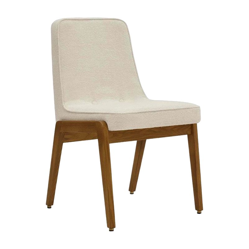 Chaise en tissu bouclé crème et frêne foncé 51 x 49 Série 200-125 - 366 Concept