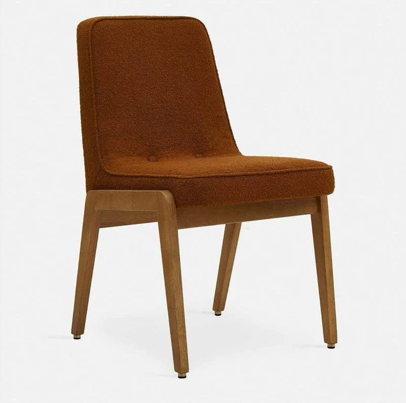 Chaise en tissu bouclé crème et frêne foncé 51 x 49 Série 200-125 - 366 Concept