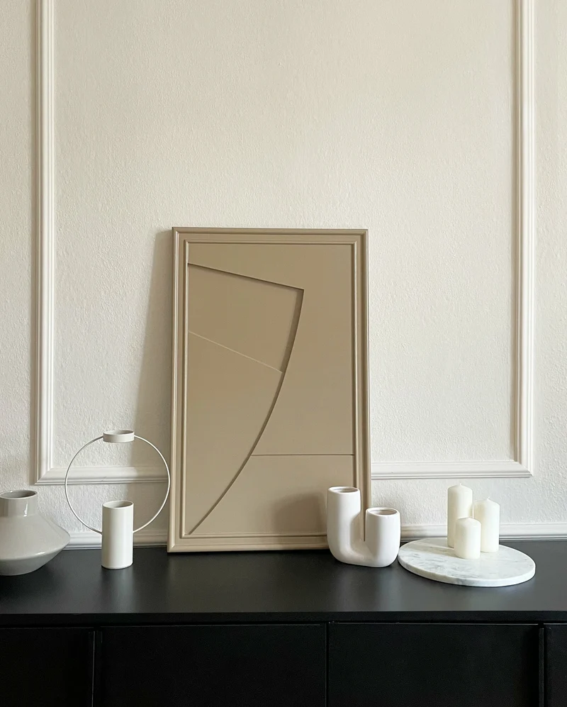 Tableau en bois beige gris 80 cm Arch - Likya