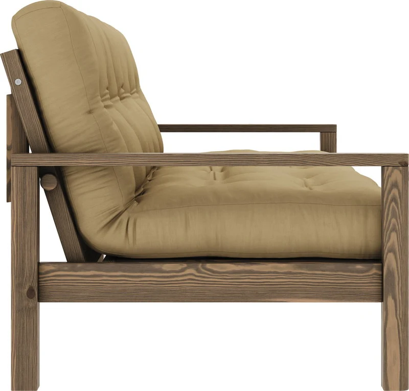 Canapé-lit en bois foncé et tissu blé beige Knob - Karup Design