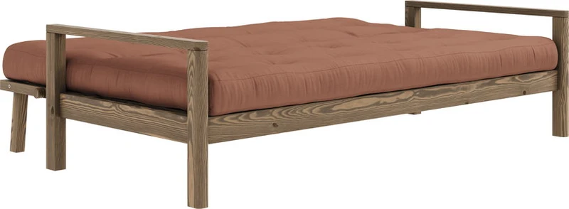 Canapé-lit en bois foncé et tissu marron argile Knob - Karup Design