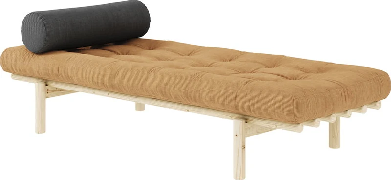 Lit de jour en pin clair et velours côtelé marron fudge Next Daybed - Karup Design