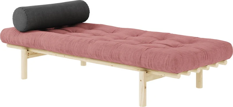 Lit de jour en pin clair et velours côtelé rose sorbet Next Daybed - Karup Design