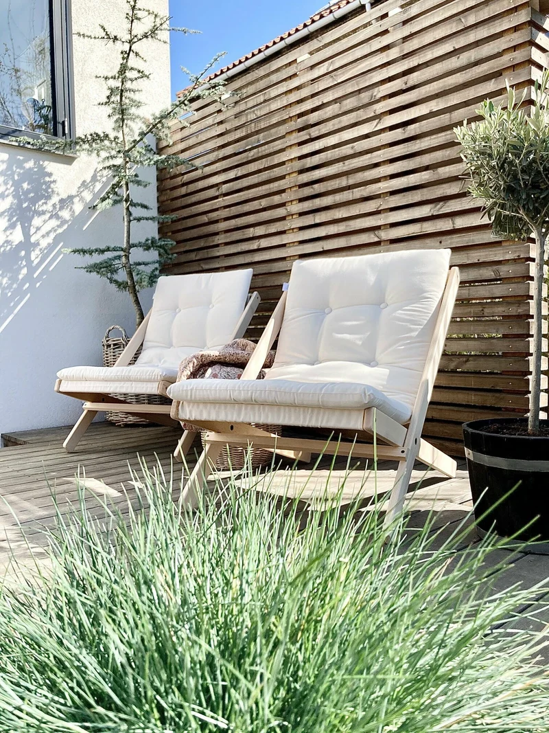 Transat en hêtre et tissu blanc Boogie - Karup Design