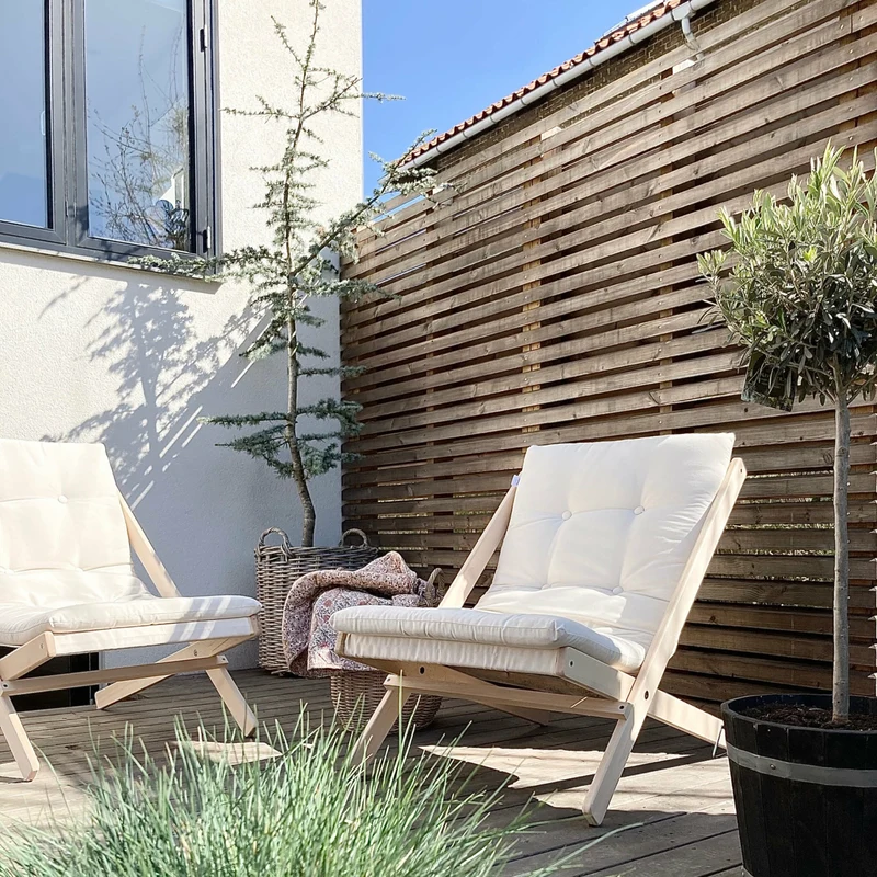 Transat en hêtre et tissu blanc Boogie - Karup Design