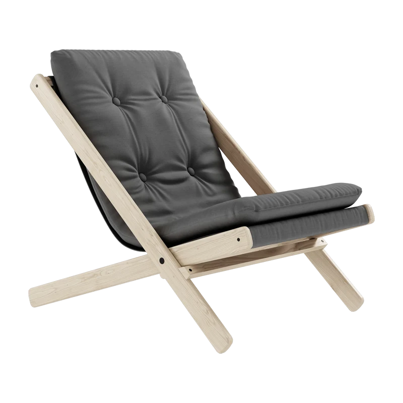 Transat en hêtre et tissu gris foncé Boogie - Karup Design