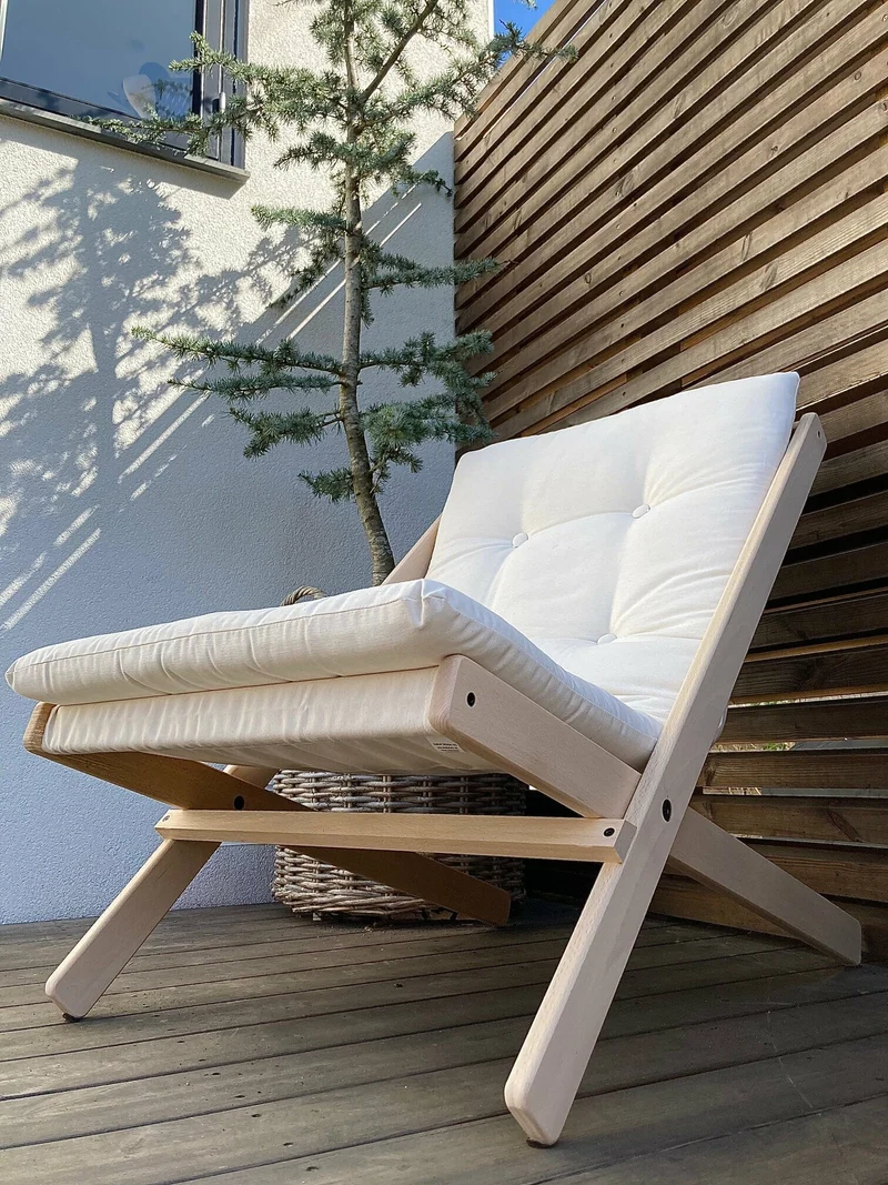 Transat en hêtre et tissu gris foncé Boogie - Karup Design