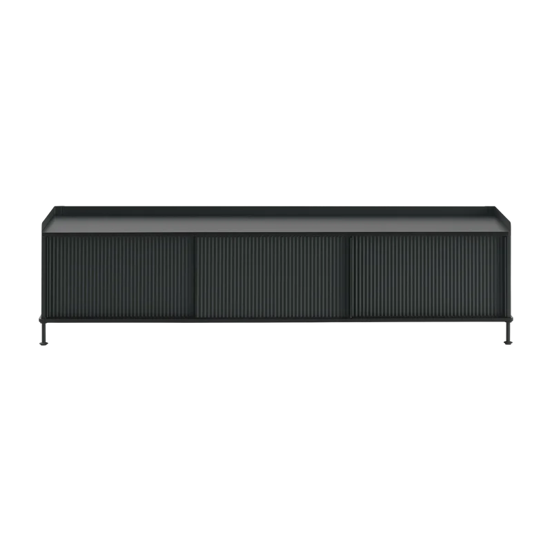 Buffet en acier plié noir 48 x 186 cm Enfold - Muuto