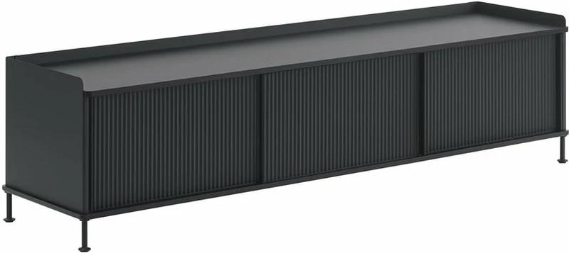 Buffet en acier plié noir 48 x 186 cm Enfold - Muuto
