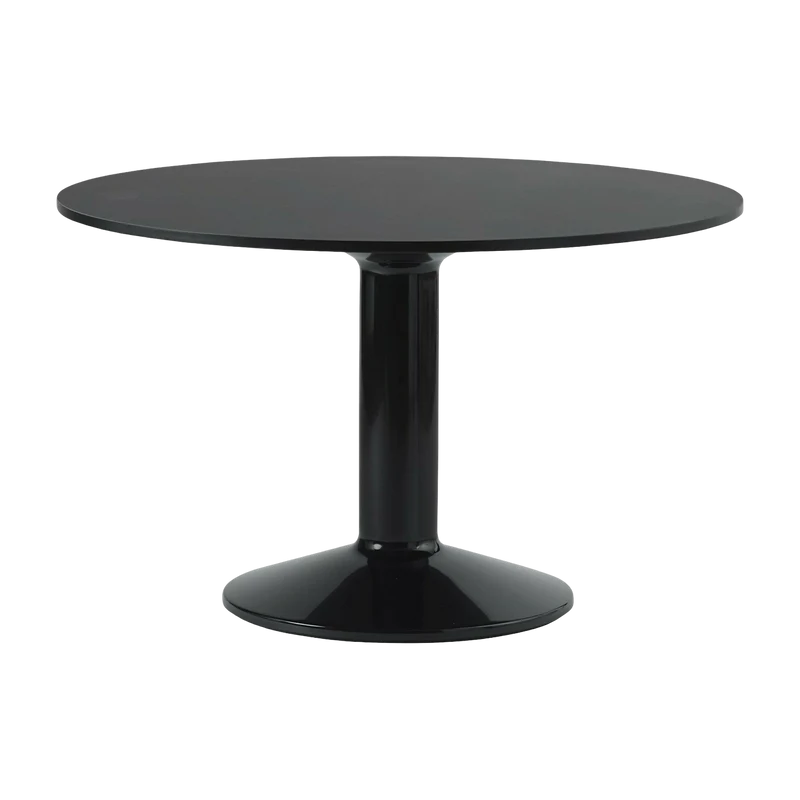 Table à manger ronde en linoléum et acier noir 120 cm Midst - Muuto