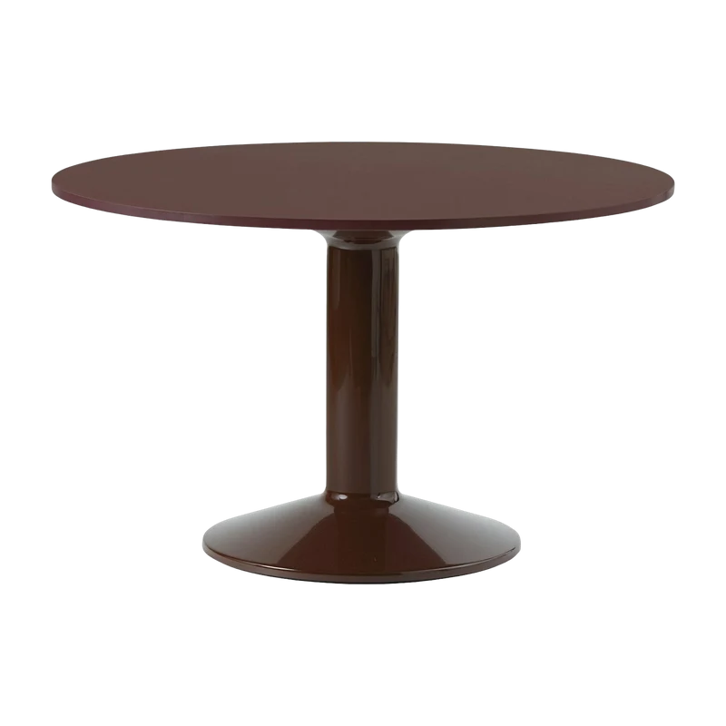 Table à manger ronde en linoléum et acier rouge 120 cm Midst - Muuto