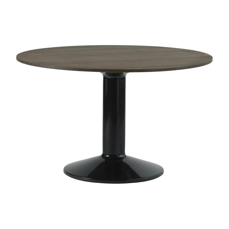 Table à manger ronde en chêne massif foncé et piètement noir 120 cm Midst - Muuto