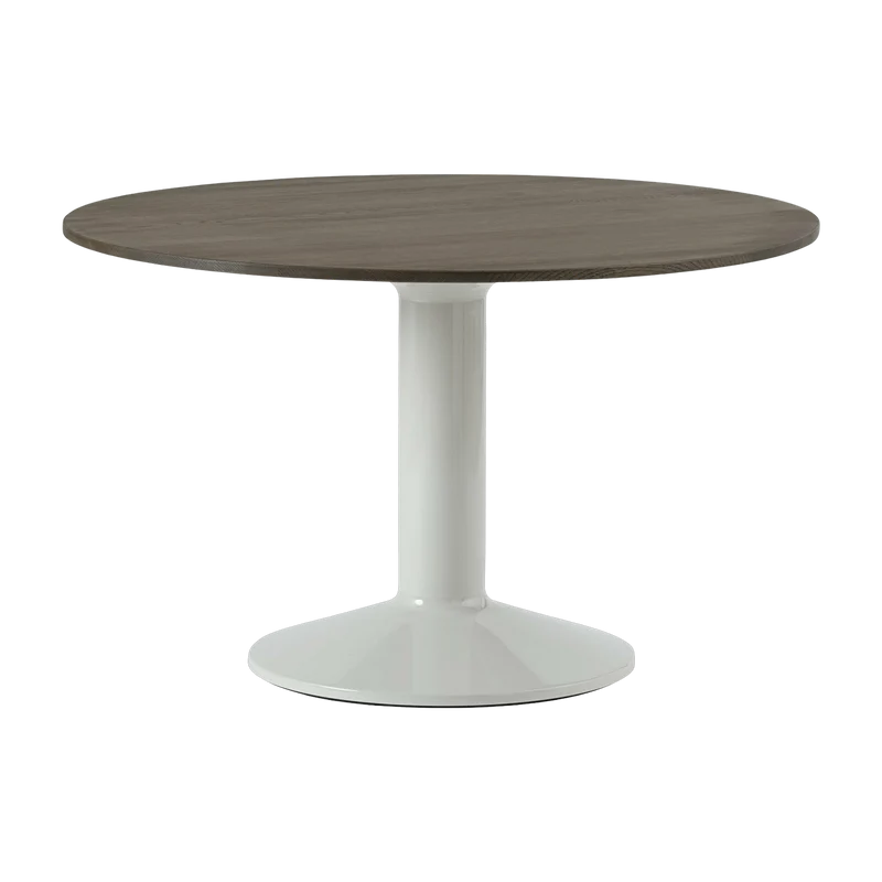 Table à manger ronde en chêne massif foncé et piètement gris 120 cm Midst - Muuto