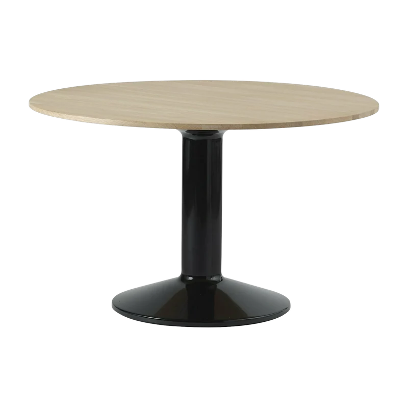 Table à manger ronde en chêne massif huilé et piètement noir 120 cm Midst - Muuto