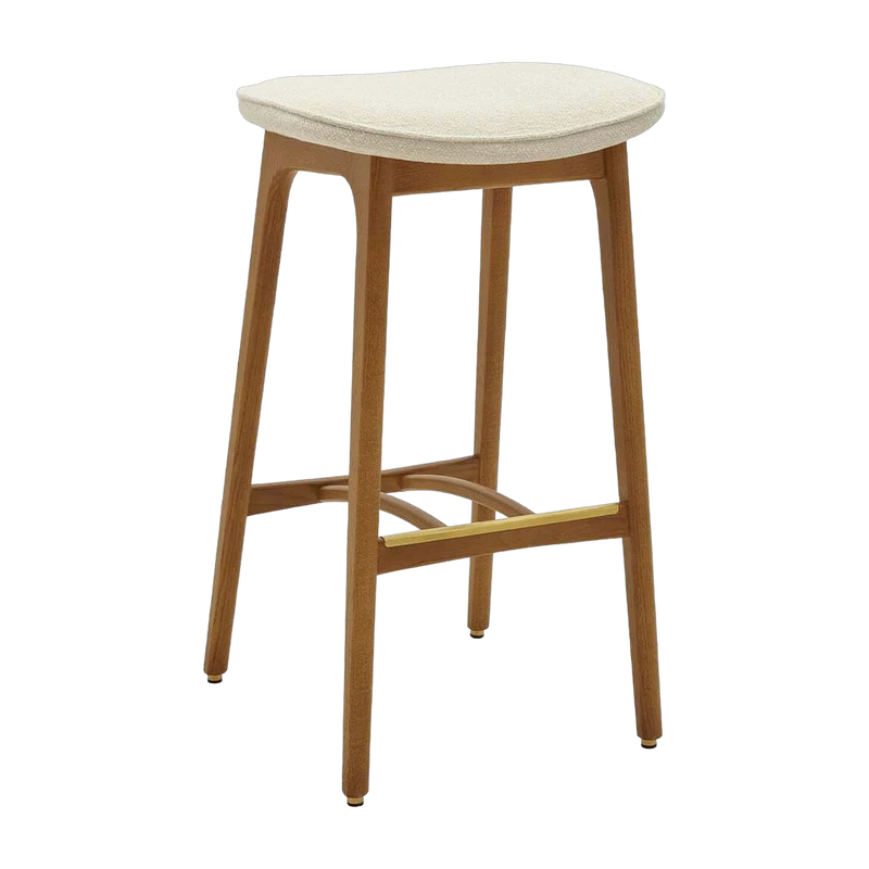 Tabouret de bar en tissu bouclé crème et frêne foncé 75 cm Série 200-190 - 366 Concept